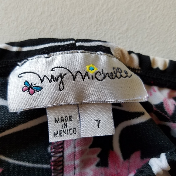 My Michelle Skirt Size 7 Girls Black Red White Flo - Picture 7 of 7